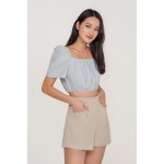 Ruched Flutter Sleeve Crop Top