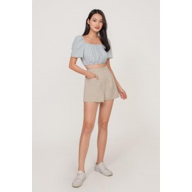 Ruched Flutter Sleeve Crop Top