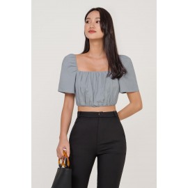 Ruched Flutter Sleeve Crop Top