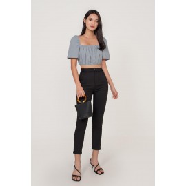 Ruched Flutter Sleeve Crop Top