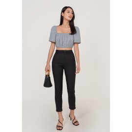 Ruched Flutter Sleeve Crop Top