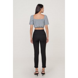 Ruched Flutter Sleeve Crop Top