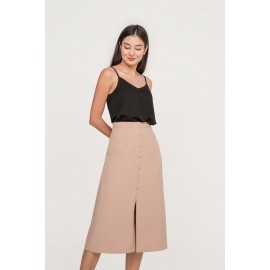 Button Midi Skirt