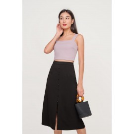 Button Midi Skirt