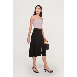 Button Midi Skirt