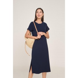 Slit Ribbed Midi Dress