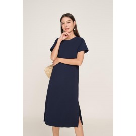 Slit Ribbed Midi Dress