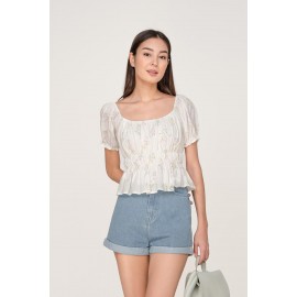 Shirred Puff Sleeve Top