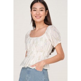 Shirred Puff Sleeve Top