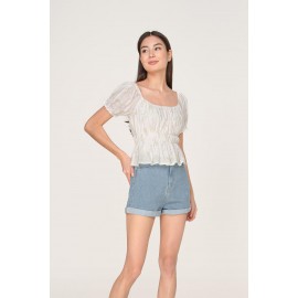 Shirred Puff Sleeve Top