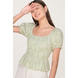 Shirred Puff Sleeve Top