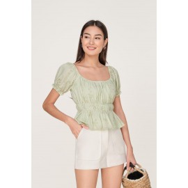 Shirred Puff Sleeve Top