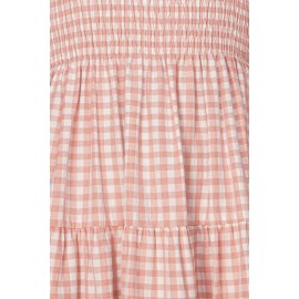 Gingham Shirred Sleeve Dress