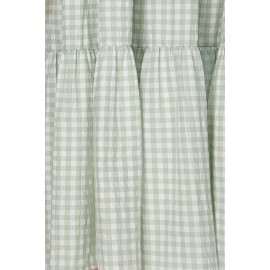 Gingham Shirred Sleeve Dress