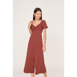 Ruched Puff Sleeve Jumpsuit