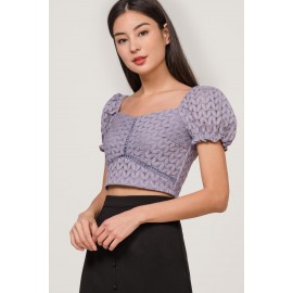 Lace Puff Sleeve Crop Top