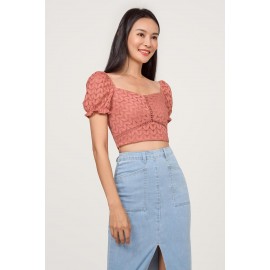 Lace Puff Sleeve Crop Top