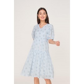 Puff Sleeve Midi Dress