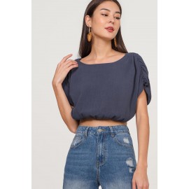 Linen Ruched Crop Top