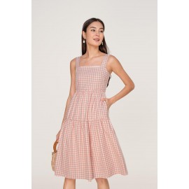 Gingham Tiered Midi Dress