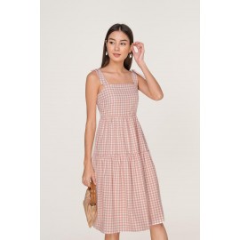 Gingham Tiered Midi Dress