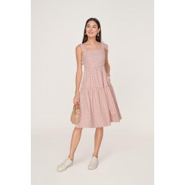 Gingham Tiered Midi Dress