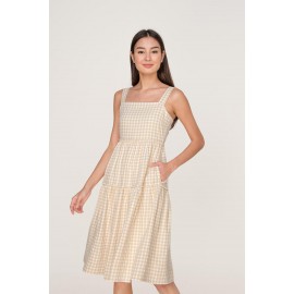 Gingham Tiered Midi Dress