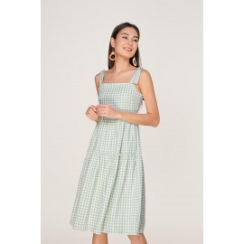 Gingham Tiered Midi Dress