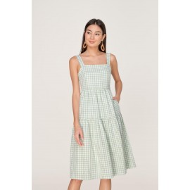 Gingham Tiered Midi Dress