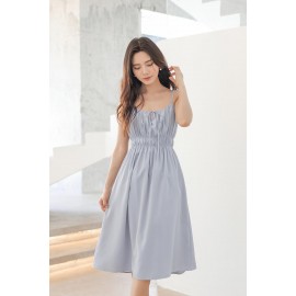 Shirred Waist Midi Dress