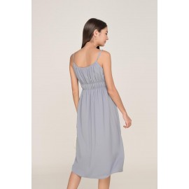 Shirred Waist Midi Dress