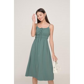 Shirred Waist Midi Dress