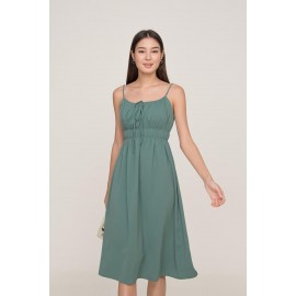 Shirred Waist Midi Dress