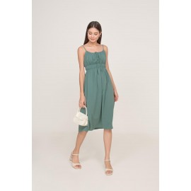 Shirred Waist Midi Dress