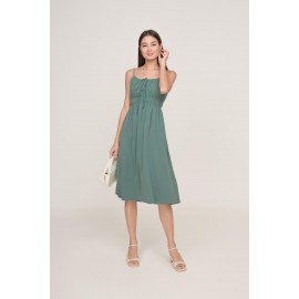 Shirred Waist Midi Dress