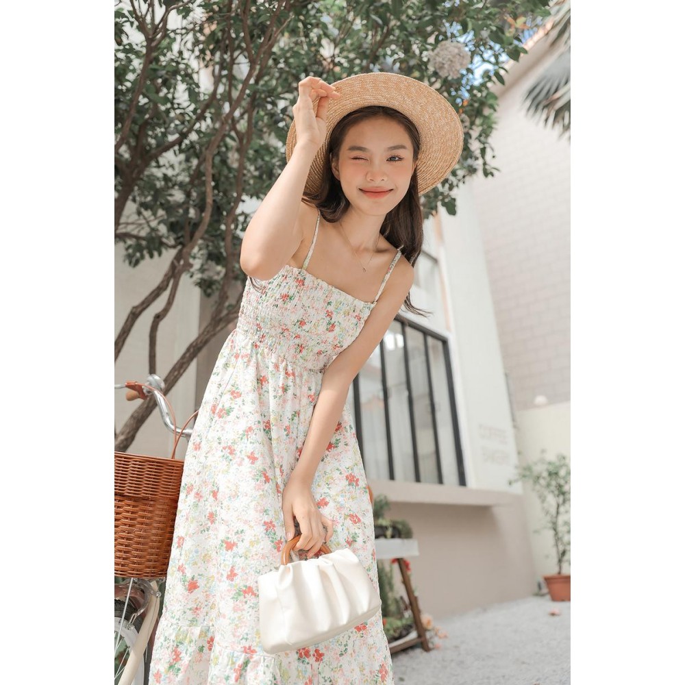 Broderie Shirred Summer Dress