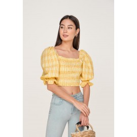 Shirred Gingham Crop Top