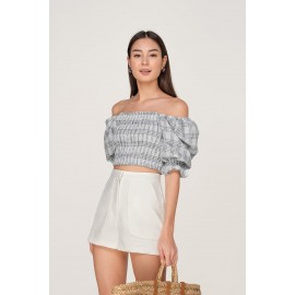 Shirred Gingham Crop Top