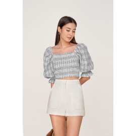 Shirred Gingham Crop Top