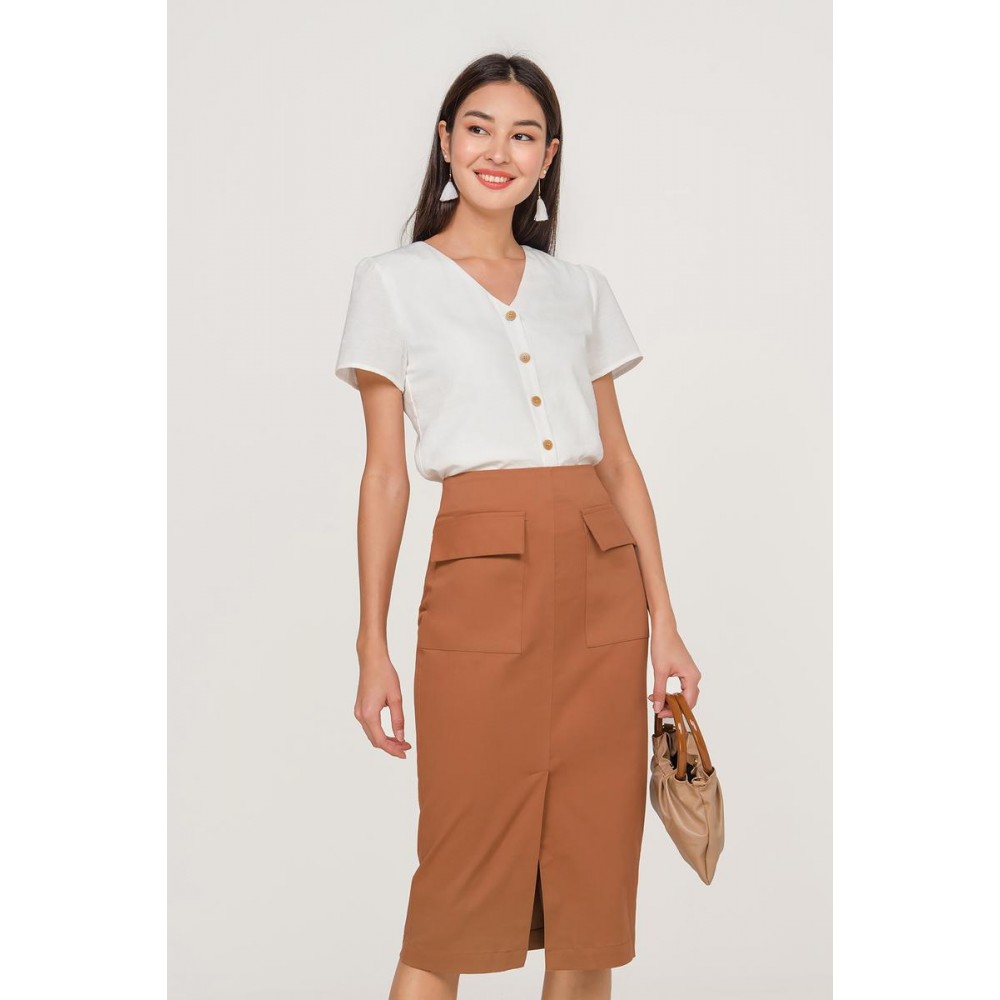 Slit Pocket Midi Skirt