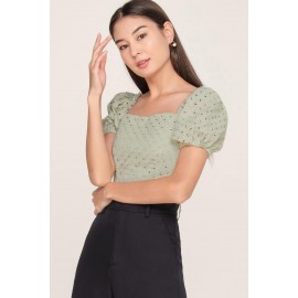 Eyelet Puff Sleeve Top