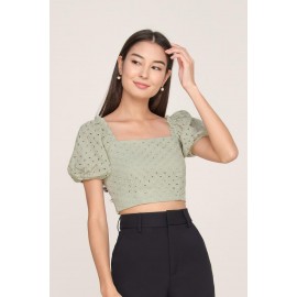 Eyelet Puff Sleeve Top