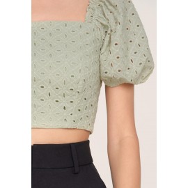 Eyelet Puff Sleeve Top